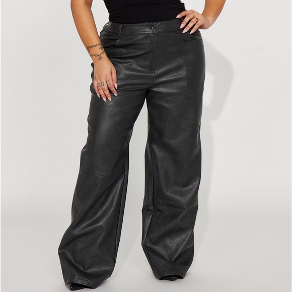 Washed Faux Leather Pant black - Picture 3 of 3